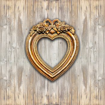 Big Old Gold Picture Frame - heart shape, mockup graphic design element