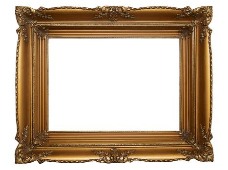 Old Picture Frame Isolated On White Background, Design Element