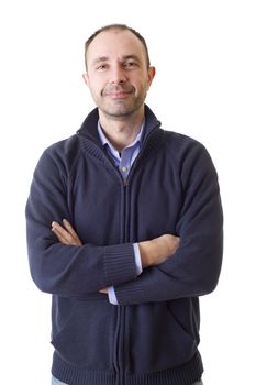 young happy casual man portrait, isolated on white