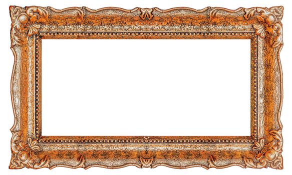 Wide Copper picture frame with empty background copy space - Stock image decorative design element