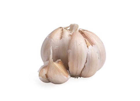 A garlic isolated on the white background with clipping paths.