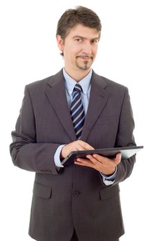 young businessman with a tablet pc, isolated