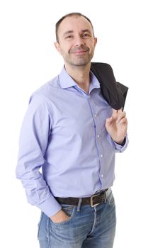 young happy casual man portrait, isolated on white