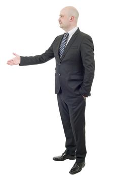 business man full lenght offering a handshake, isolated