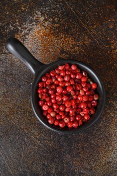 Dry Organic Red rose Peppercorns Ready to Grind Up top view overhead