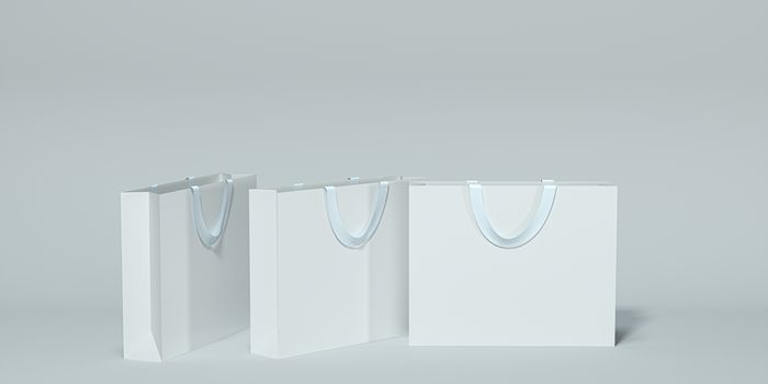 Paper shopping bag, product packaging, 3d rendering. Computer digital drawing.