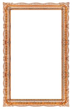 Verry Big Vertical Old Gold picture frame, isolated on white - extra large file and quality - 90mpx