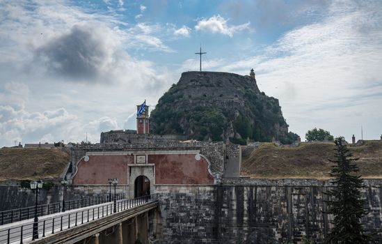 Entrance bridge into the Old Fortress in the town of Corfu