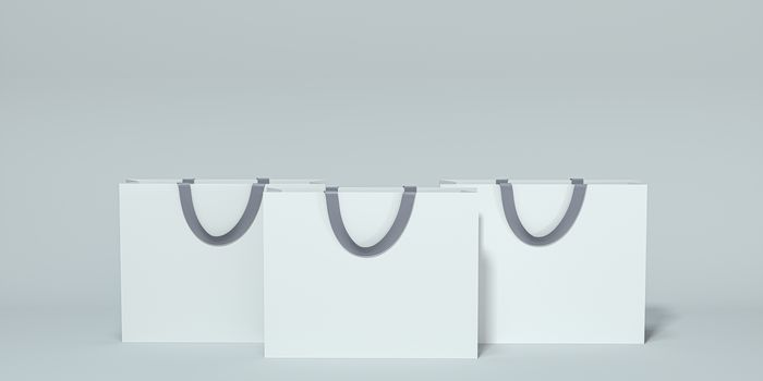 Paper shopping bag, product packaging, 3d rendering. Computer digital drawing.