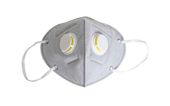 An N95 mask on the white background with clipping paths. Mask for protection pm 2.5 and coronavirus or COVID-19.