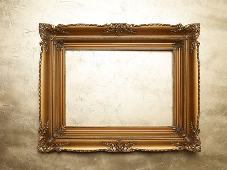 Old Picture Frame On Gold Wall, Design Element