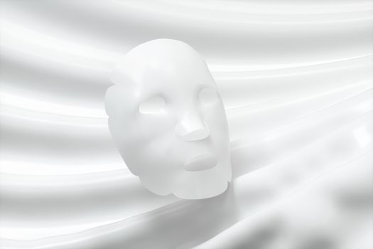 White mask, skin care concept, 3d rendering. Computer digital drawing.