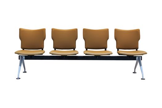 Waiting plastic chairs on white background with clipping path
