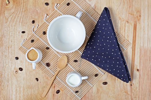 Empty cup coffee on wooden texture table