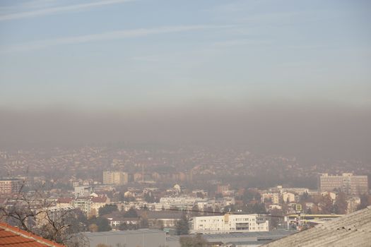 Smog and airpoluton air polution, Europe, Serbia, Valjevo city