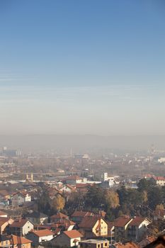 Smog and airpoluton air polution, Europe, Serbia, Valjevo city
