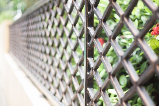 Aluminum Fence in private zone, stock photo