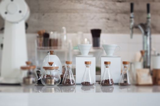 Coffee shop blurred background with bokeh, stock photo