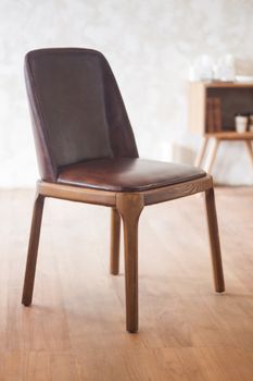 Brown classic chair decorated in coffee shop with clipping path