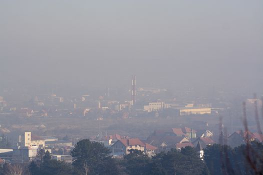 Smog and airpoluton air polution, Europe, Serbia, Valjevo city