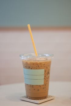 Iced coffee in coffee shop, stock photo