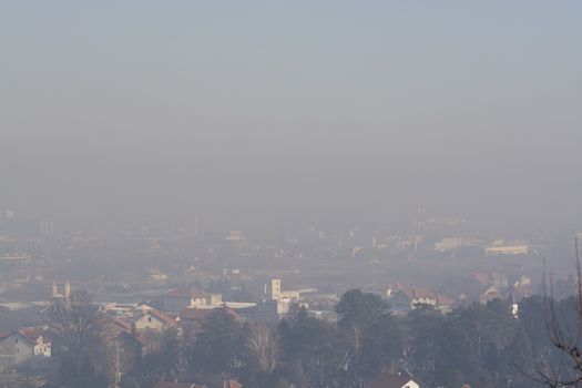 Smog and airpoluton air polution, Europe, Serbia, Valjevo city