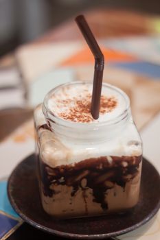 Iced coffee in coffee shop, stock photo