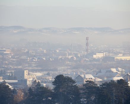 Smog and airpoluton air polution, Europe, Serbia, Valjevo city