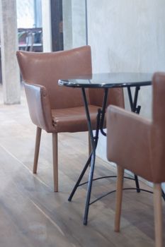 Table decorated in coffee shop, stock photo