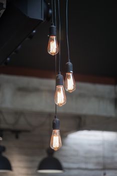 Decorative light bulbs in modern style, stock photo