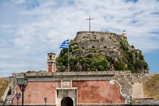 Entrance bridge into the Old Fortress in the town of Corfu