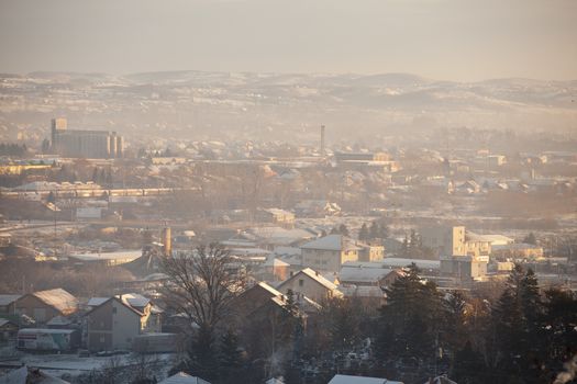 Smog and airpoluton air polution, Europe, Serbia, Valjevo city