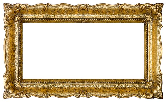 Verry Big Old Gold picture frame, isolated on white - extra large file and quality - 33mpx