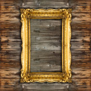 Big Old Picture Frame on wooden baclground, wood