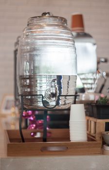 Drinking water for serving in coffee shop, stock photo