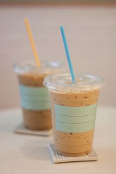 Iced coffee in coffee shop, stock photo