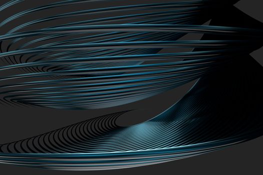 Abstract lines with black background, smooth polished lines, 3d rendering, Computer digital drawing.