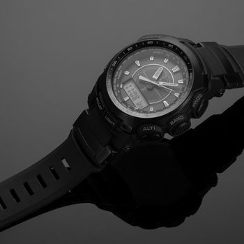 fashionable men's watch on a black background