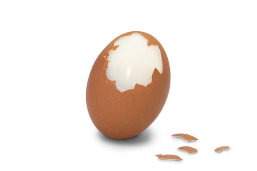 Crack egg on white background with clipping path.