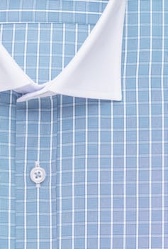 checkered shirt, detailed close-up collar and button, top view