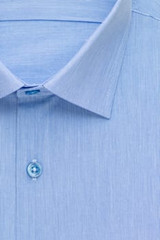 blue shirt, detailed close-up collar and button, top view