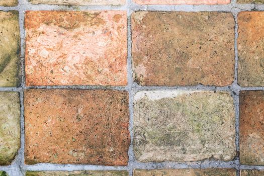 Old brick wall in antiquity and was damaged by the time until the mortar fell. - Image