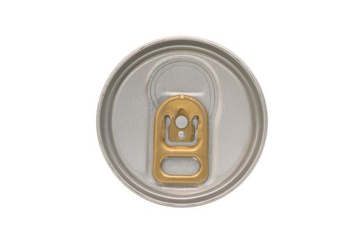 Close up of aluminum cans lid isolated on white background.