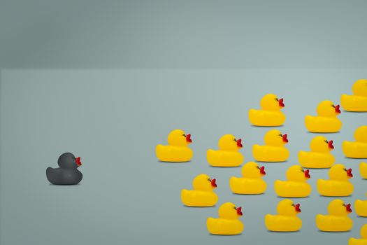 Black rubber ducks were left alone. 
Most people power concept