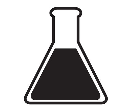 Black laboratory glass on white background, Test tube icon
