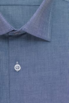 blue shirt, detailed close-up collar and button, top view