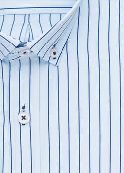 striped shirt, detailed close-up collar and button, top view