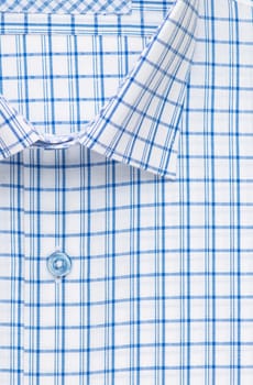 checkered shirt, detailed close-up collar and button, top view