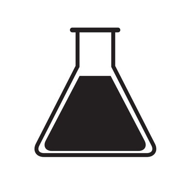 Black laboratory glass on white background, Test tube icon
