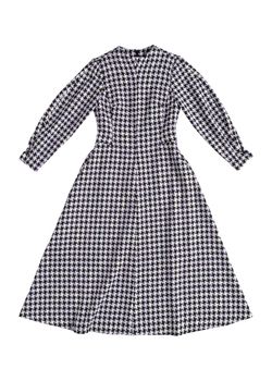 warm women's dress with a checkerboard pattern on a white background